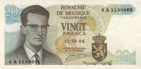 Kestens Банкнота Бельгия 1964 год 20 франков Бодуэн   XF