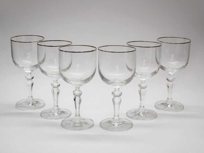 Набор бокалов, хрусталь, позолота СССР 6 шт