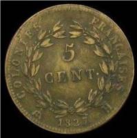 (№1827km10.2) Монета Французские колонии 1827 год 5 Centimes (Ч Ла-Рошель)