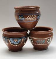 Горшки глиняные 3 шт  с узором