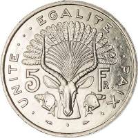 (№1977km22) Монета Джибути 1977 год 5 Francs