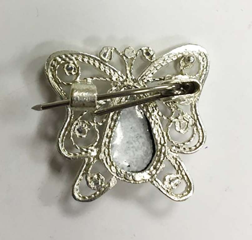 Брошь "Финифть", серебрение (сост. на фото)