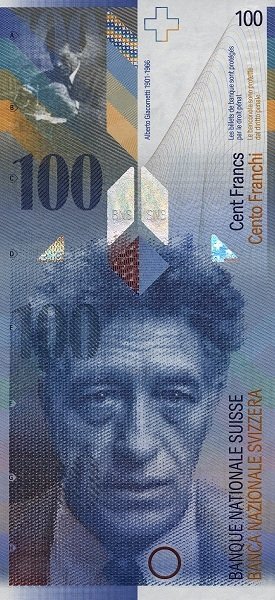 2007 Банкнота Швейцария 2007 год 100 франков Альберто Джакометти Raggenbass - Roth  UNC