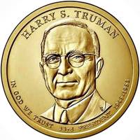 (33d) Монета США 2015 год 1 доллар "Гарри Трумен" 2015 год Латунь  UNC