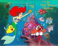 (№1999-593) Блок марок Гайана 1999 год "Русалочка держит звезду", Гашеный