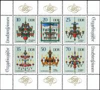 (1989-081) Лист (6 м 2х3) Германия (ГДР) "Люстры"    Вращающаеся свечи Эржебирге III Θ