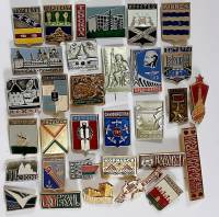 Набор значков знаков (30 шт.) СССР "Города" На булавке 