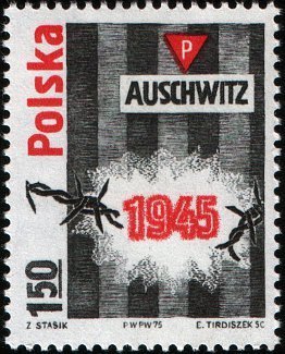 (1975-010) Марка Польша &quot;Концлагерь 'Освенцим'&quot;    30 годовщина Освобождения концлагеря 'Освенцим' I