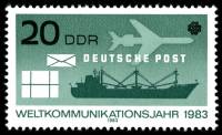 (1983-010) Марка Германия (ГДР) "Доставка почты"    Всемирный год коммуникаций III Θ