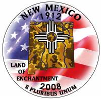 (047p) Монета США 2008 год 25 центов "Нью-Мексико"  Вариант №2 Медь-Никель  COLOR. Цветная