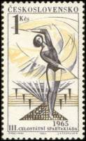 (1965-038) Марка Чехословакия "Гимнастка"    3-я Национальная спартакиада (2) III Θ