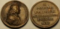 1938 Жетон Медаль Знак Венгрия За освобождение Верхней Венгрии Ференц II Ракоци  Спилено ушко Бронза