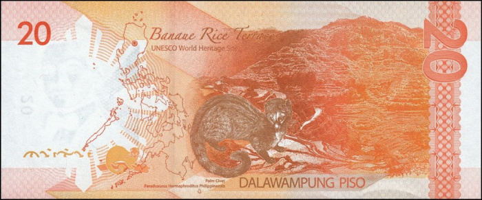 (,) Банкнота Филиппины 2014 год 20 песо &quot;Мануэль Кесон&quot;   UNC