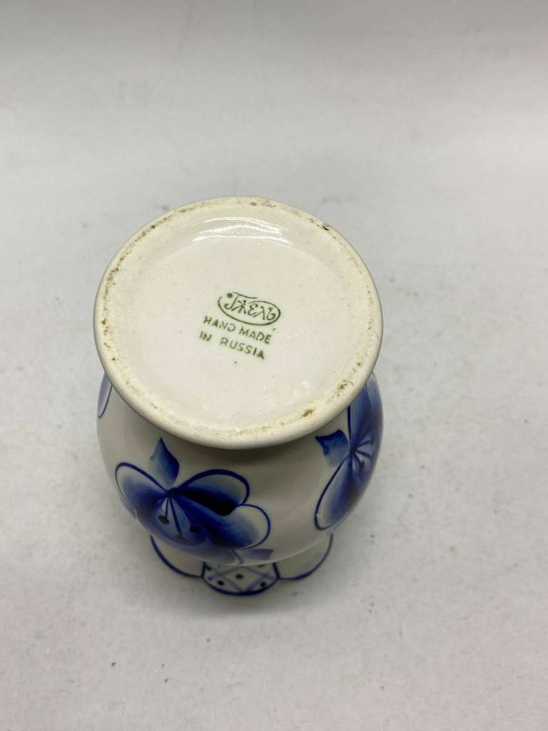 Ваза гжель 13 см ручная работа