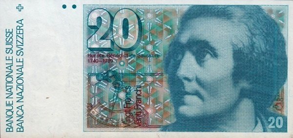 (,) Банкнота Швейцария 1983 год 20 франков &quot;Орас Бенедикт де Соссюр&quot;   UNC
