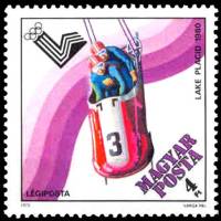 (1979-085.1) Марка Венгрия "Бобслей"    Зимние ОИ 1980, Лейк Плейсид II Θ