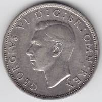 1939 Монета Великобритания 1/2 кроны Георг VI  Серебро Ag 500  UNC