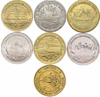 (1995, 6 монет, жетон) Набор монет Россия 1996 год "300 лет Российскому флоту"   Без буклета