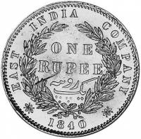 () Монета Индия 1840 год 1  ""   Биметалл (Серебро - Ниобиум)  UNC