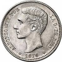 () Монета Испания 1876 год 1  ""   Биметалл (Серебро - Ниобиум)  UNC