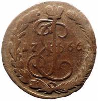(1766, ЕМ) Монета Россия-Финдяндия 1766 год 1/2 копейки   Деньга Медь  UNC