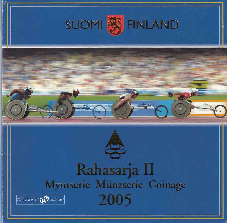(2005 II, 9 монет) Набор монет Финляндия 2005 год &quot;Чемпионат мира по лёгкой атлетике&quot;   Буклет