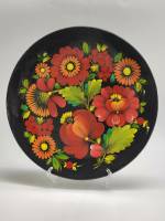 Тарелка декоративная настенная панно дерево Петриковская роспись СССР диаметр 28 см