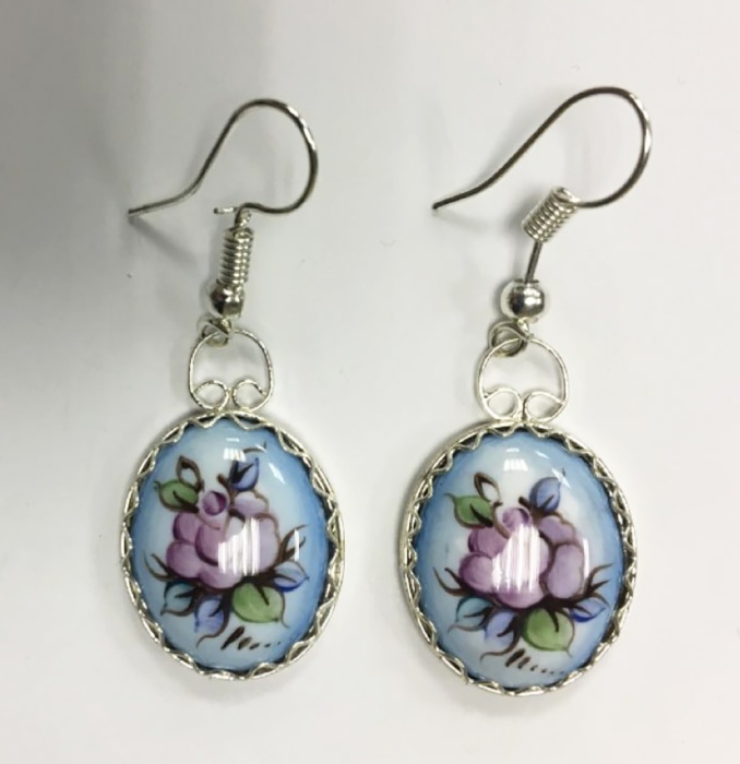 Серьги "Финифть", серебрение (сост. на фото)