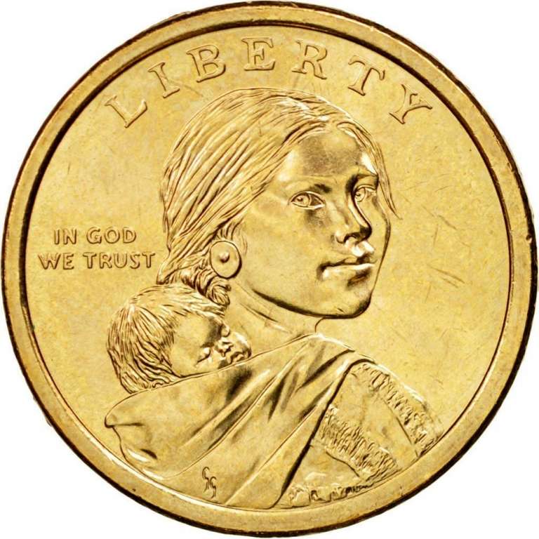 (2009p) Монета США 2009 год 1 доллар   Три сестры Латунь  COLOR. Цветная