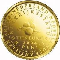 (№2004km251) Монета Нидерланды 2004 год 10 Euro (50-летию отечественного автономии)