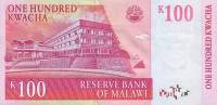 (,) Банкнота Малави 1997 год 100 квача "Джон Чилембве"   UNC
