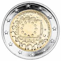 (016) Монета Германия (ФРГ) 2015 год 2 евро "30 лет флагу Европы" Двор D Биметалл  UNC