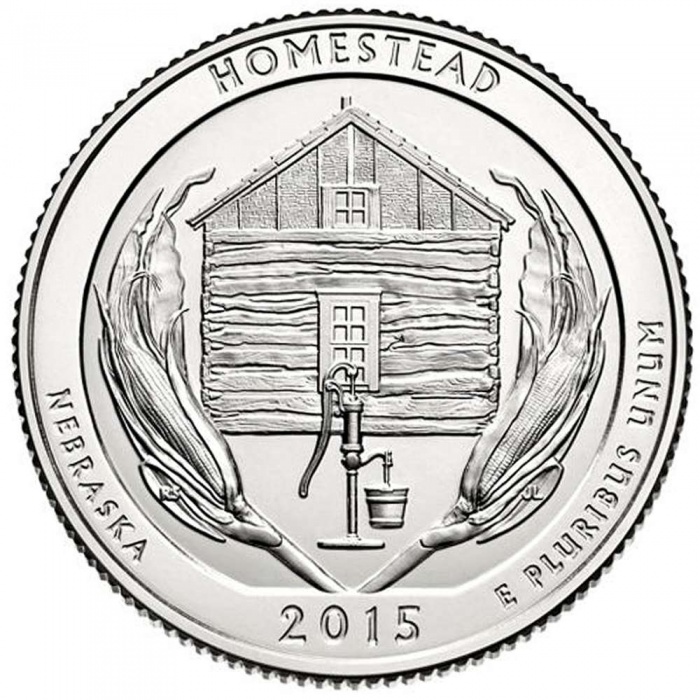 026d Монета США 2015 год 25 центов Гомстед  Медь-Никель  UNC