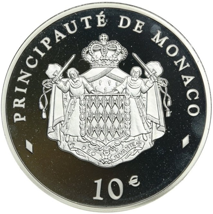 (2003) Монета Монако 2003 год 10 евро &quot;Ренье III и принц Альберт&quot;  Серебро Ag 900  PROOF