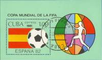 (1981-020) Блок марок  Куба "Футболист"    ЧМ по футболу 1982 Испания III Θ