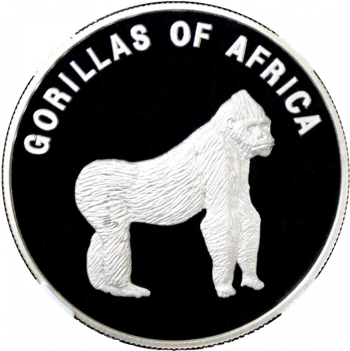 (2003) Монета Уганда 2003 год 1000 шиллингов &quot;Горилла стоит&quot;  Серебрение  PROOF