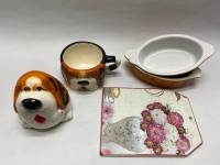 Набор для кухни 5 предметов, форма для запекания, доска, чашка и подставка