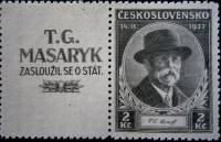 (1937-027) Марка + купон Чехословакия "Т. Масарик"    Похороны Т. Масарика III Θ