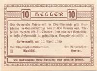 (№1920) Банкнота Австрия 1920 год "10 Heller"