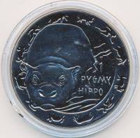 (2008) Монета Сьерра-Леоне 2008 год 1 доллар "Карликовый бегемот"  Чернение Медь-Никель  UNC