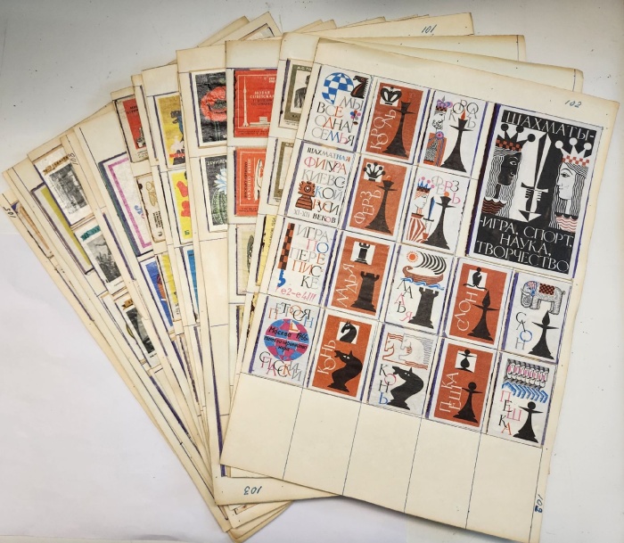 Коллекция спичечных этикеток на альбомных листах, разные темы (16 листов)