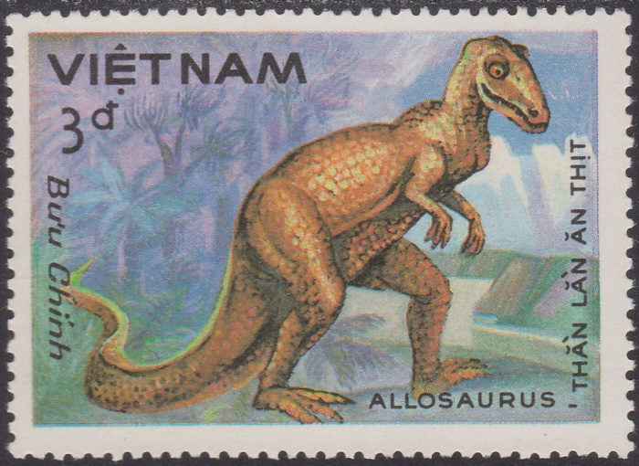 (1984-096a) Марка Вьетнам &quot;Аллозавр&quot;  Без перфорации  Доисторические животные III Θ