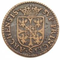 (№1614km12.2) Монета Франция 1614 год 2 Liards (2 Tournois)