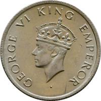 (№1946km553) Монета Индия 1946 год frac12; Rupee