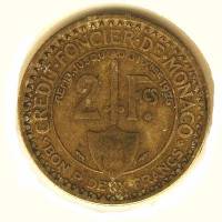 (№1924km112) Монета Монако 1924 год 2 Francs