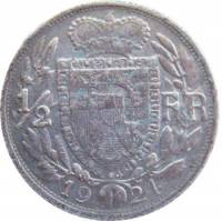 (№1924y7) Монета Лихтенштейн 1924 год frac12; Frank