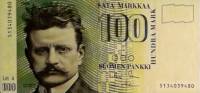 (1986 Litt A) Банкнота Финляндия 1986 год 100 марок "Ян Сибелиус" Sorsa - Makinen  UNC