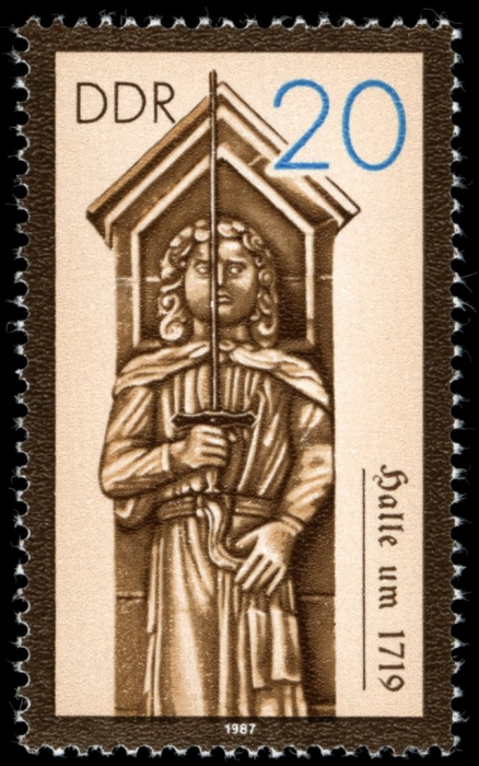 (1987-002) Марка Германия (ГДР) &quot;Галле (1719)&quot;    Статуи Роланда II Θ