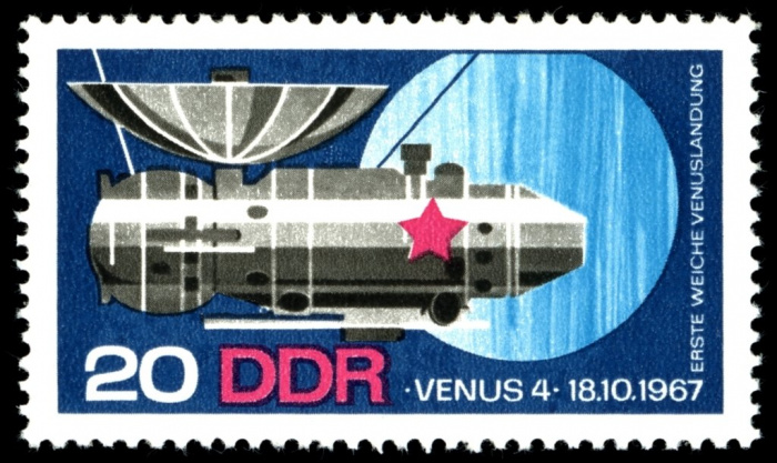 (1968-007) Марка Германия (ГДР) &quot;Венера-4&quot;    Космические исследования  III Θ