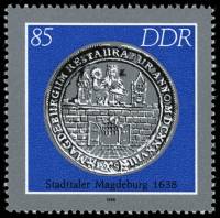(1986-059) Марка Германия (ГДР) "Магдебург (1638)"    Старинные монеты II Θ